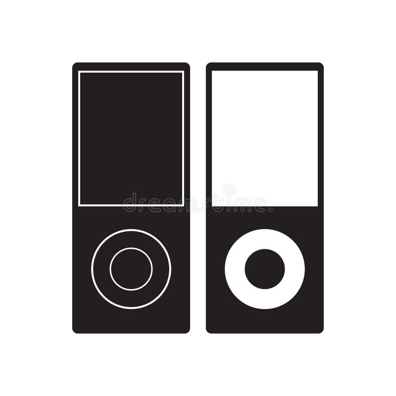 IPod-Ikone Vektor-Illustration Musik-Spieler-flaches Zeichen Getrennt auf weißem Hintergrund lizenzfreie abbildung