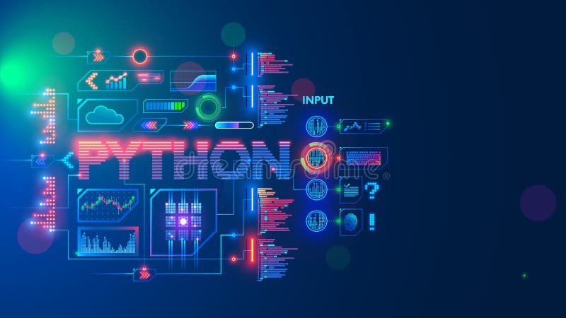 Ipthon linguístico de programação. python de linguagem informática de codificação educativa. tecnologia de desenvolvimento de soft ilustração royalty free