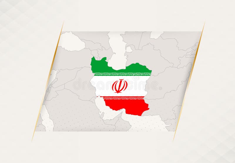 Iran Country Map Featuring National Flag Colors royalty free stock image