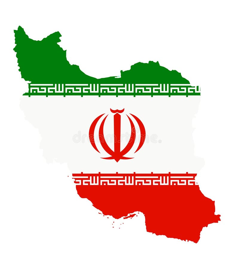 Iran Flag inside map of Iran on white background royalty free illustration