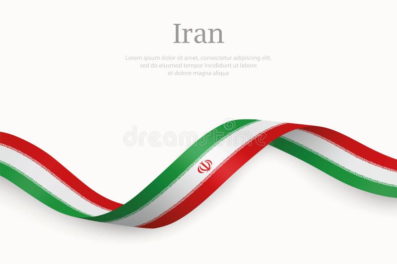 Iran flag on Waving ribbon royalty free illustration