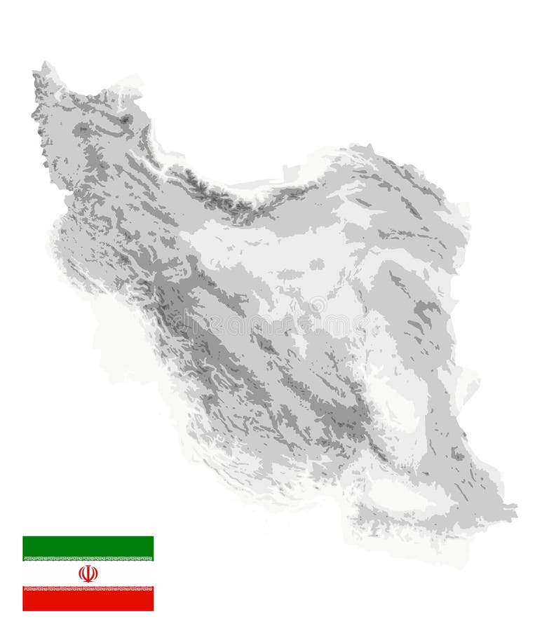 Iran Physical Map White and Gray Colors Isolated On White. No text royalty free illustration