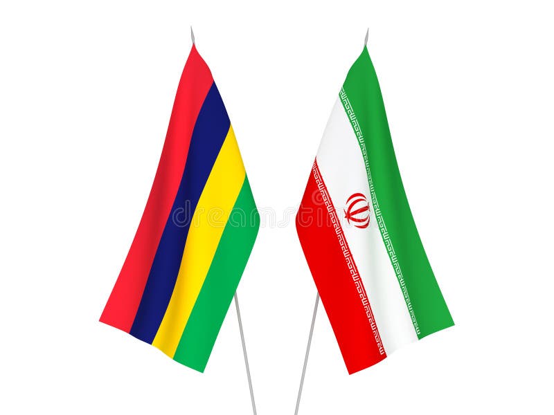 Iran and Republic of Mauritius flags stock illustration