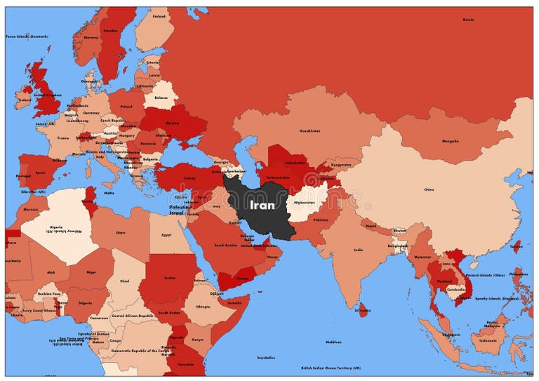 Iran World Black Map Random Background Classic Style Stock Illustration