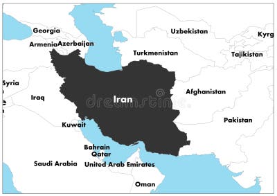 Iran World Black Map White Background Classic Style Stock Illustration