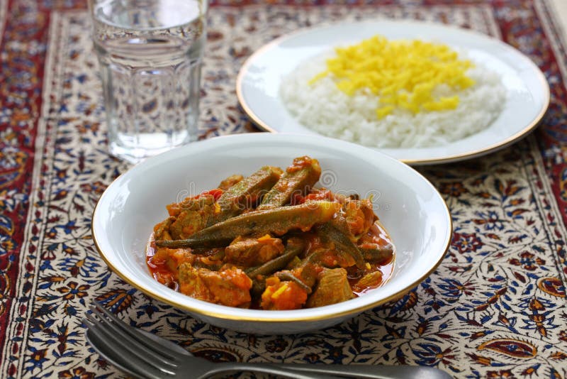 Iranian okra stew stock image. Image of lamb, iranian 149206393