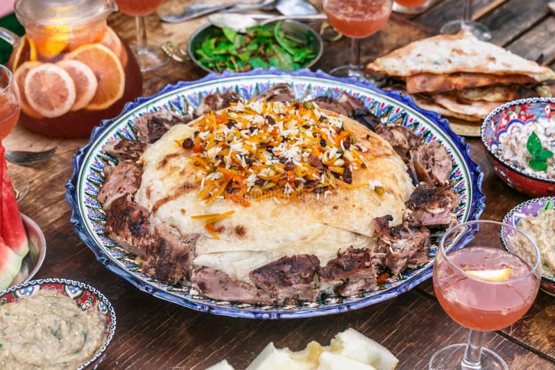 Iranian Pilaf with Tahdig and Lamb Close View Stock Photo Image of