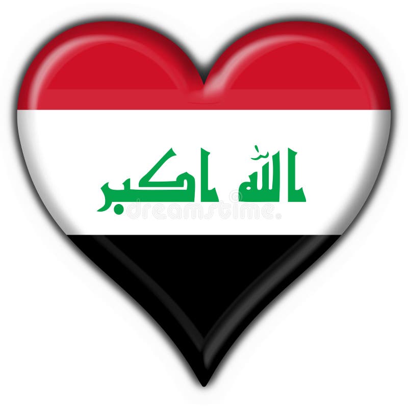 Iraq button flag heart shape