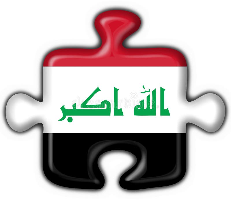 Iraq button flag puzzle shape