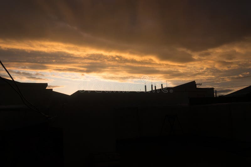 Iraqi Sunset Skyline stock photo. Image of cable, roof - 90356456