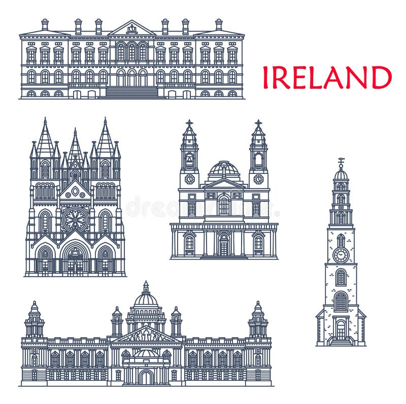 Belfast Landmarks Watercolor Poster Stock Illustration - Illustration ...