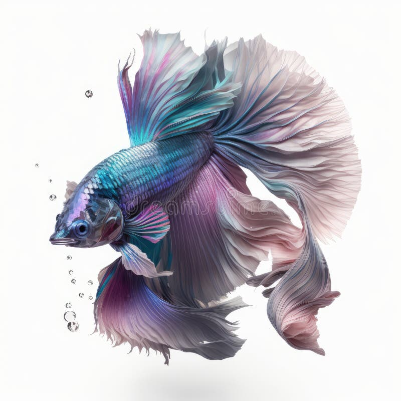 Iridescent Betta Fish Swimming in a Dreamlike World. Stock Illustration ...