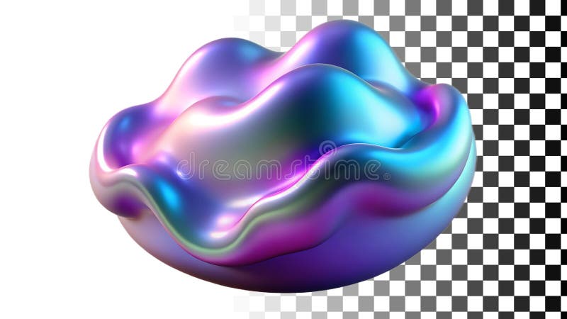 Iridescent fluid swirl, abstract shape, colorful motion, modern art png transparent image Generative AI vector illustration