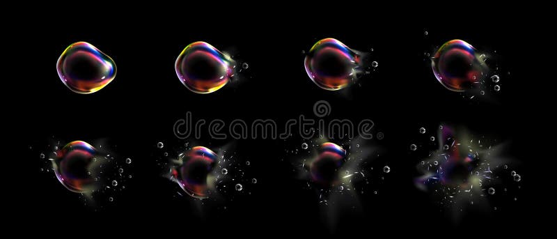 Iridescent foam bubble burst explosion sprite royalty free illustration