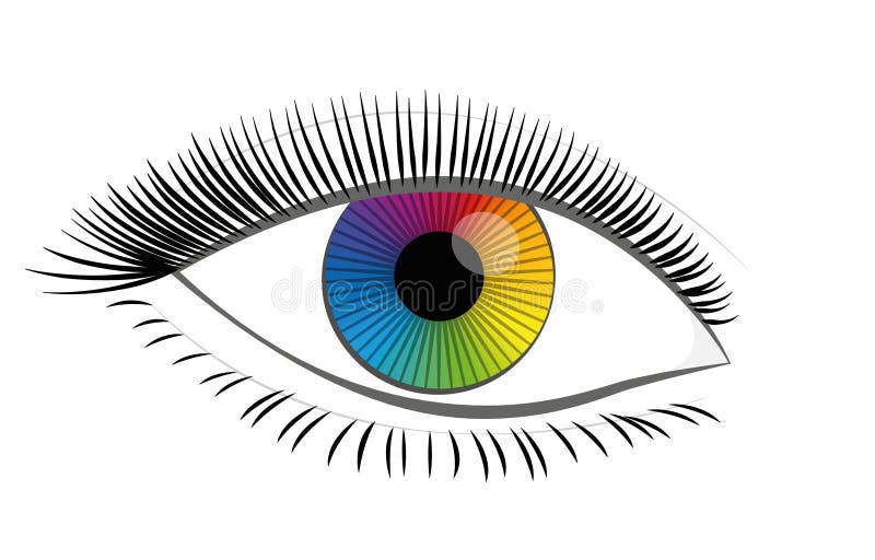 Iris femelle d'oeil coloré par arc-en-ciel illustration stock Iris femelle d'oeil coloré par arc-en-ciel illustration stock