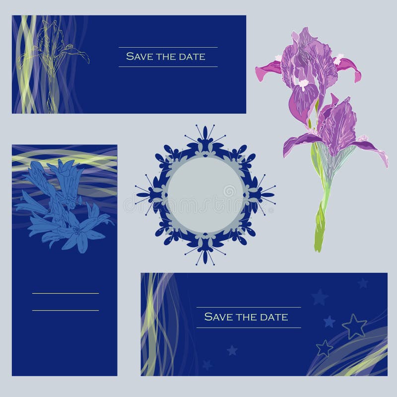 Iris and lily stock vector. Illustration of deep, decor 40355860