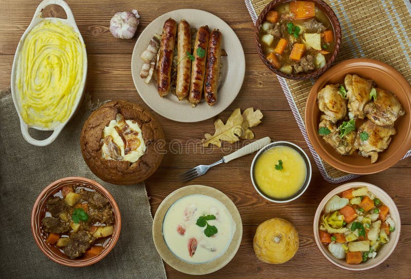 Irish. Cuisine, Traditional assorted dishes, Top view royalty free stock photography