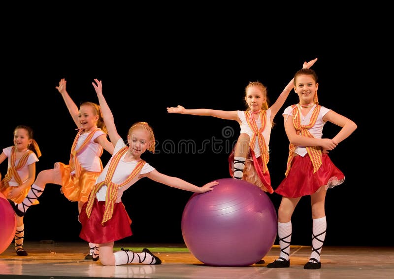 SCHOOL-THEATRE OF MODERN DANCE POTOKI,DNEPROPETROVSK, UKRAINE -January 2012, Winter Entertainment Jump.Young artists perform on stage of a local theatre. SCHOOL-THEATRE OF MODERN DANCE POTOKI,DNEPROPETROVSK, UKRAINE -January 2012, Winter Entertainment Jump.Young artists perform on stage of a local theatre