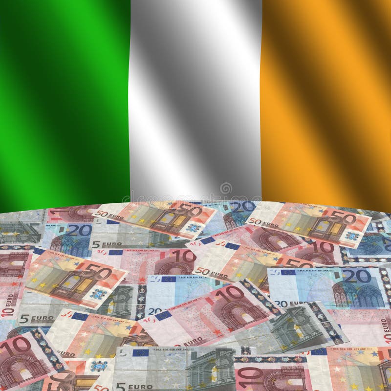 Irish flag with euros stock illustration. Illustration of globe 6720876