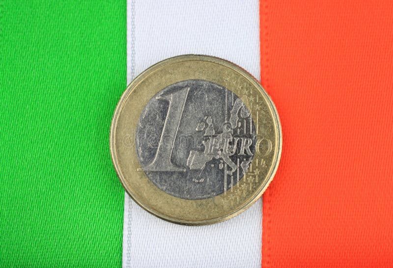 Irish flag with one euro coin.