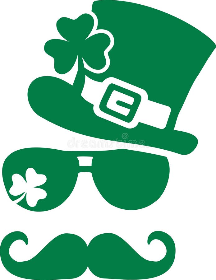 Irish King with glasses mustache and leprechaun hat