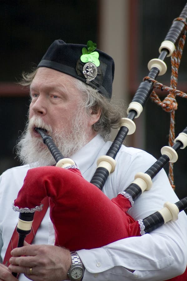 Irish Man Playing Bagpipes stock photos Irish Man Playing Bagpipes stock photos
