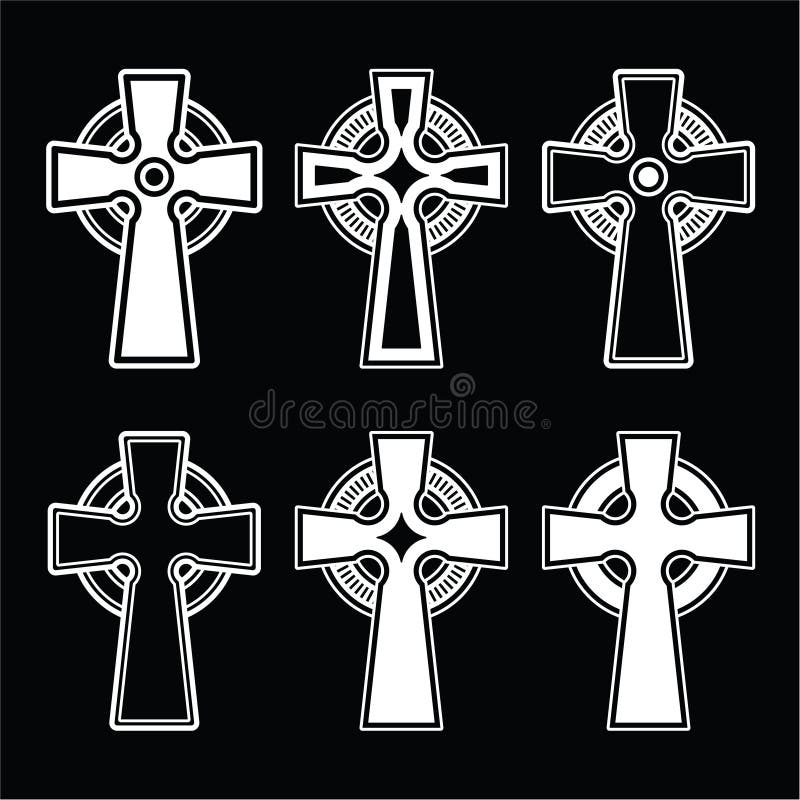 Irish, Scottish celtic cross on black sign vector illustration