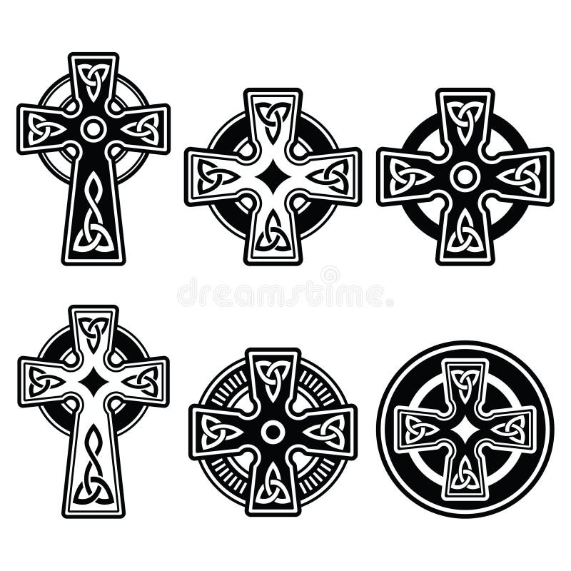 Irish, Scottish Celtic cross on white sign vector illustration