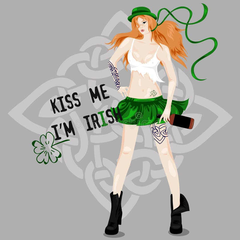 Irish girl for Saint Patrick s Day in grunge style