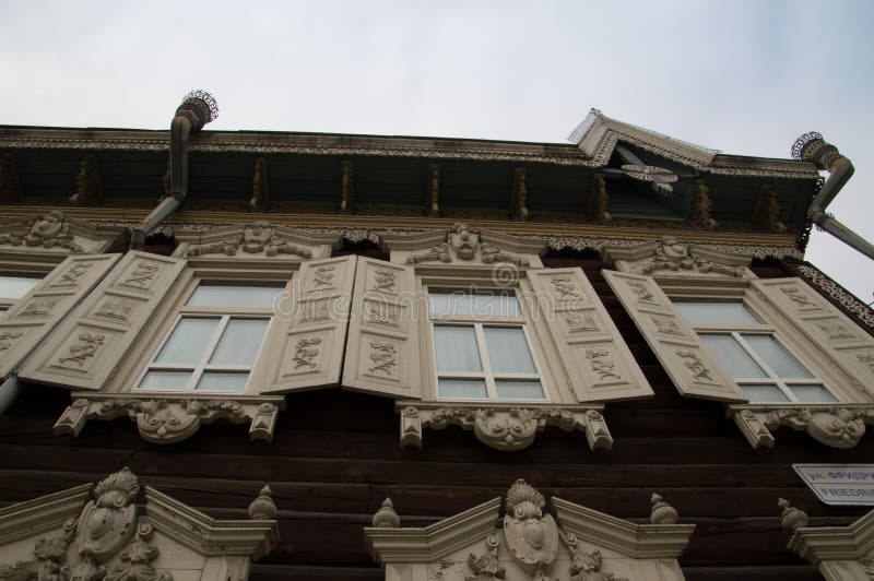 Irkutsk din lemn royalty free stock photos
