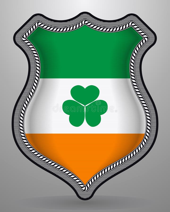 Irland-Flagge mit Shamrock Vektor-Ausweis und Ikone vektor abbildung Irland-Flagge mit Shamrock Vektor-Ausweis und Ikone vektor abbildung
