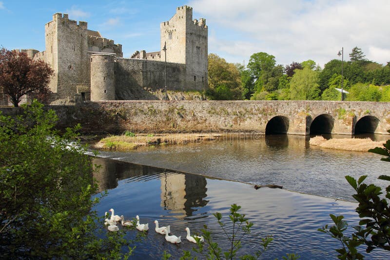 Irish castle of Cahir in Tipperary county. Morning light. Irish castle of Cahir in Tipperary county. Morning light