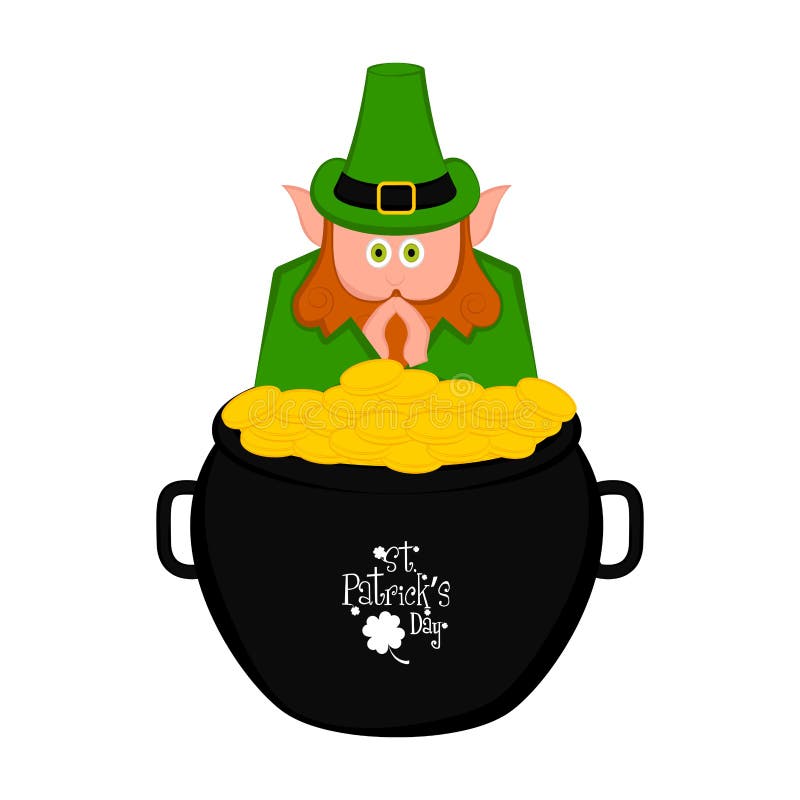 Irlandzki elf w złotym moneta garnku ilustracja wektor Irlandzki elf w złotym moneta garnku ilustracja wektor