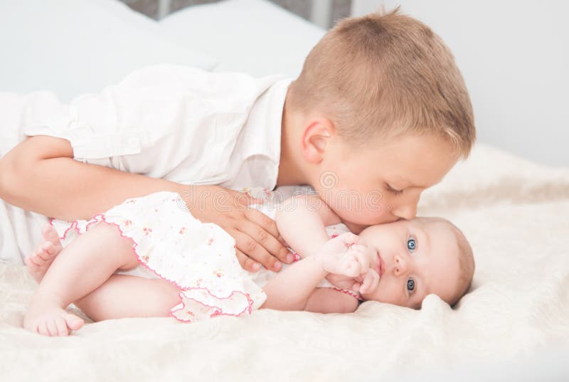 Adorable sister and brother portrait. Adorable sister and brother portrait