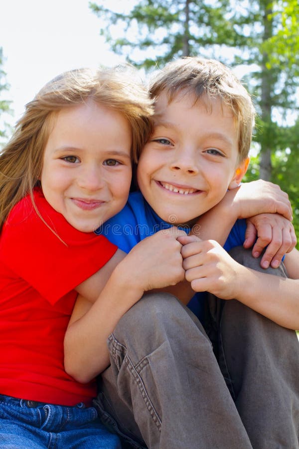 Happiness brother and sister in the park. Happiness brother and sister in the park