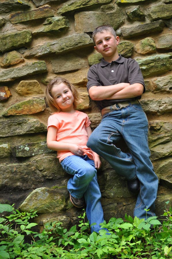 Color photograph of a brother and sister. Color photograph of a brother and sister