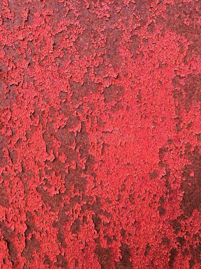 Iron Brown Wall with Old Red Paint in the Crack. Abstract Background