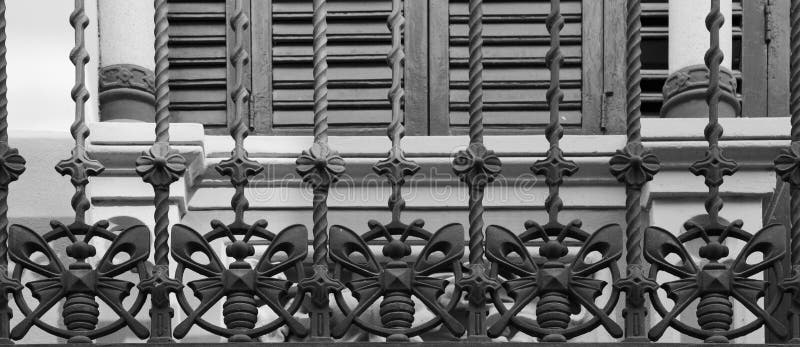 Iron butterflies on the balcony´s fence stock photography Iron butterflies on the balcony´s fence stock photography
