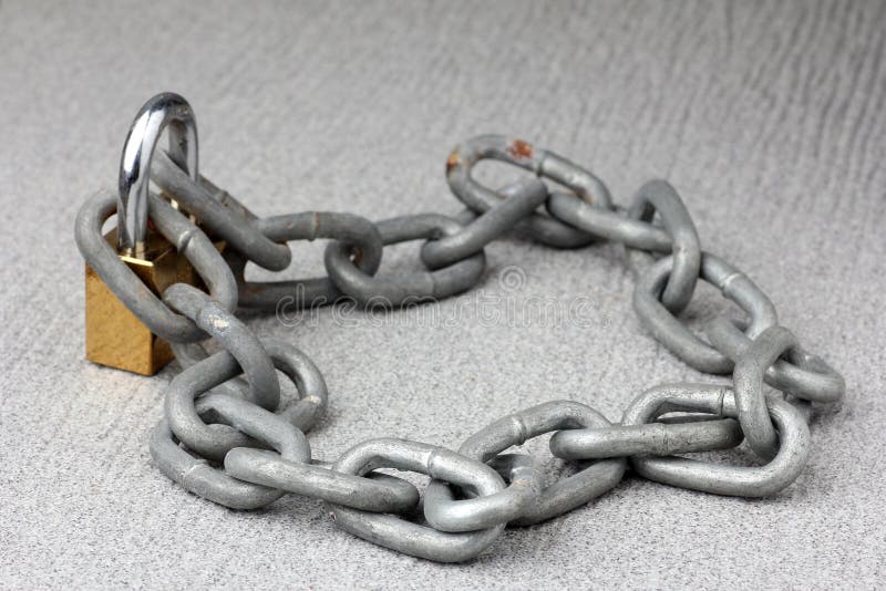 Iron chain lock key royalty free stock photos