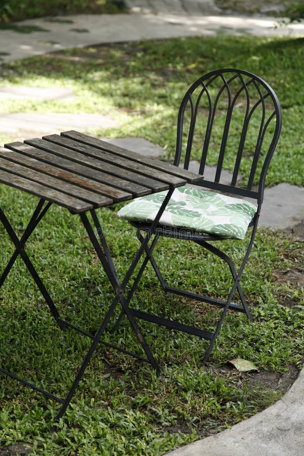 Iron Chair and Table in the Garden Stock Image Image of lunchmeal