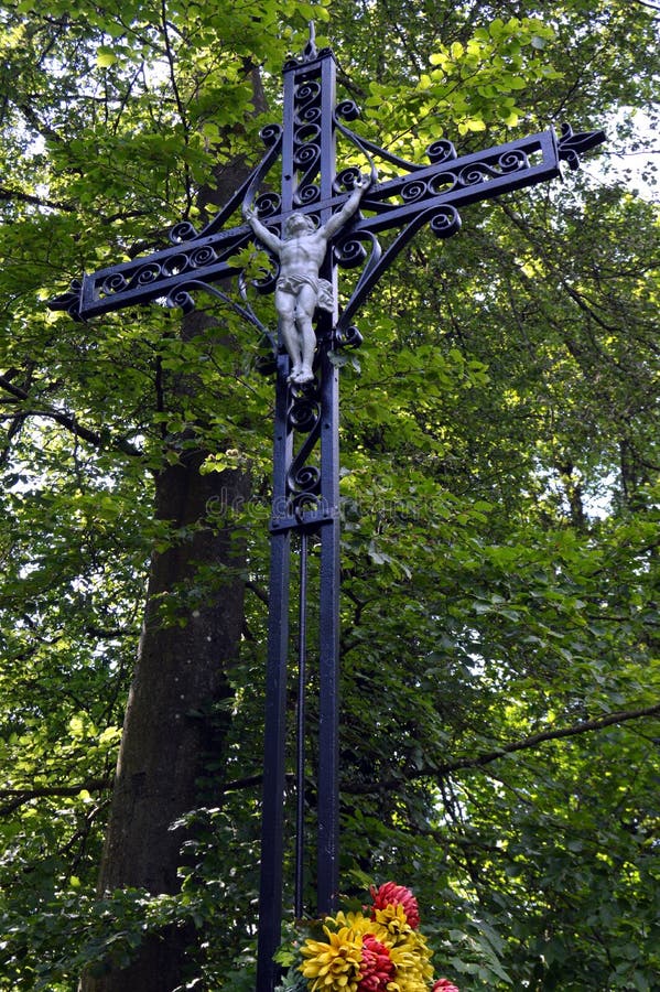 Iron Cross To with the Christ. Stock Photo Image of king, white