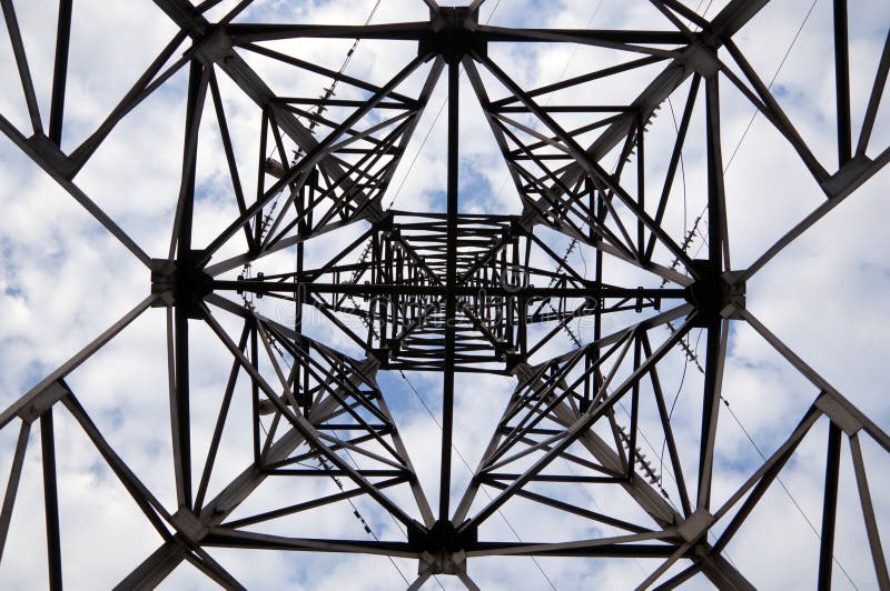 Iron Electric Pole in the Sky. Stock Image Image of background, wire