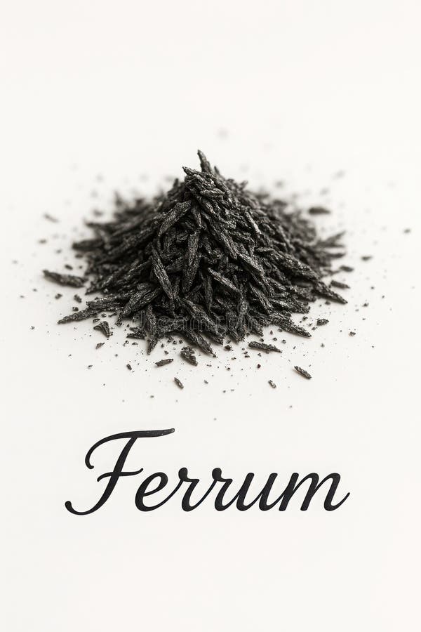 Iron element specimen with ferrum lettering for reference vector illustration