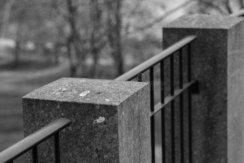 Iron fence with pillars of stone royalty free stock photos Iron fence with pillars of stone royalty free stock photos