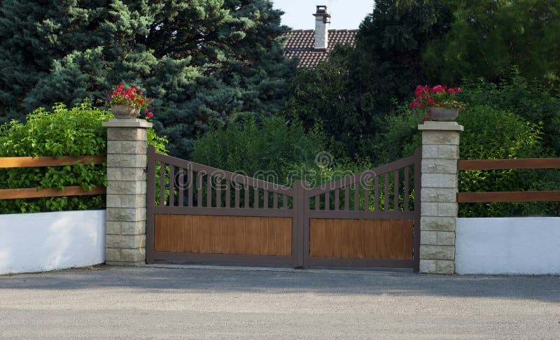 Iron Gate, Entrance To a Front Yard Stock Photo - Image of petal