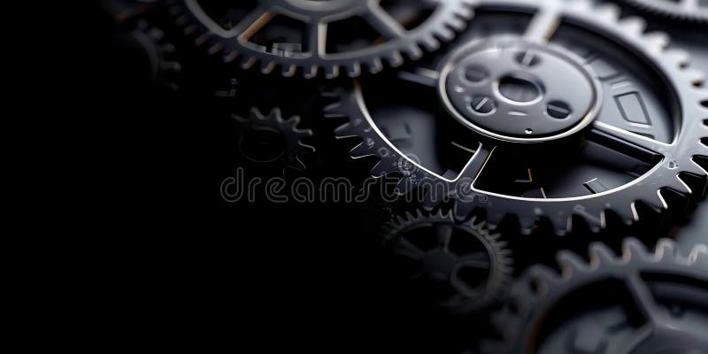 Iron gears on a black background royalty free stock image
