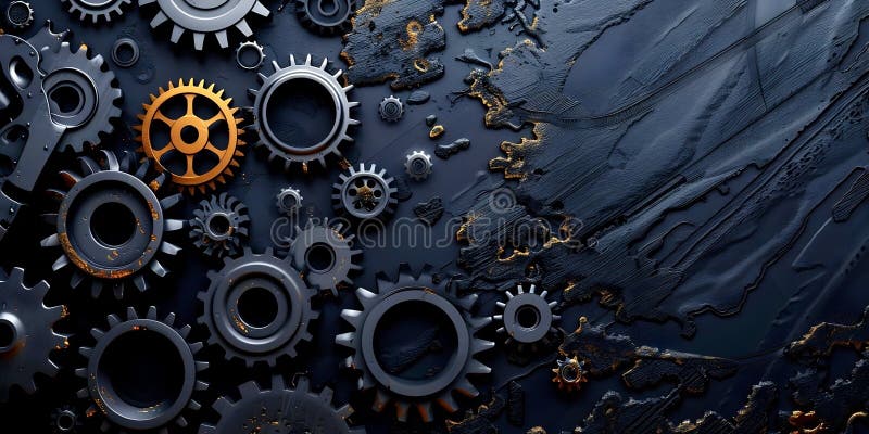 Iron gears on a black background royalty free stock photo