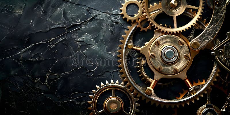 Iron gears on a black background royalty free stock image
