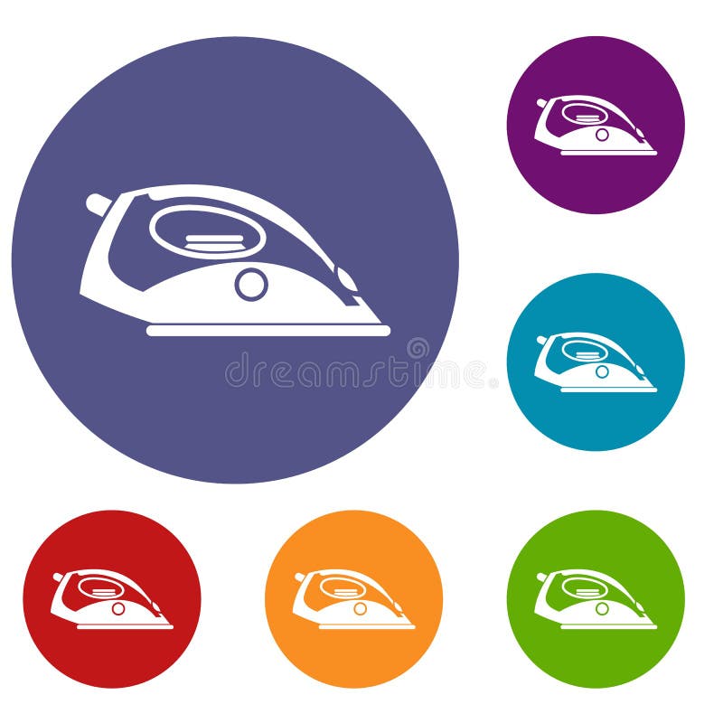 Iron icons set stock vector. Illustration of press, flat 95787233