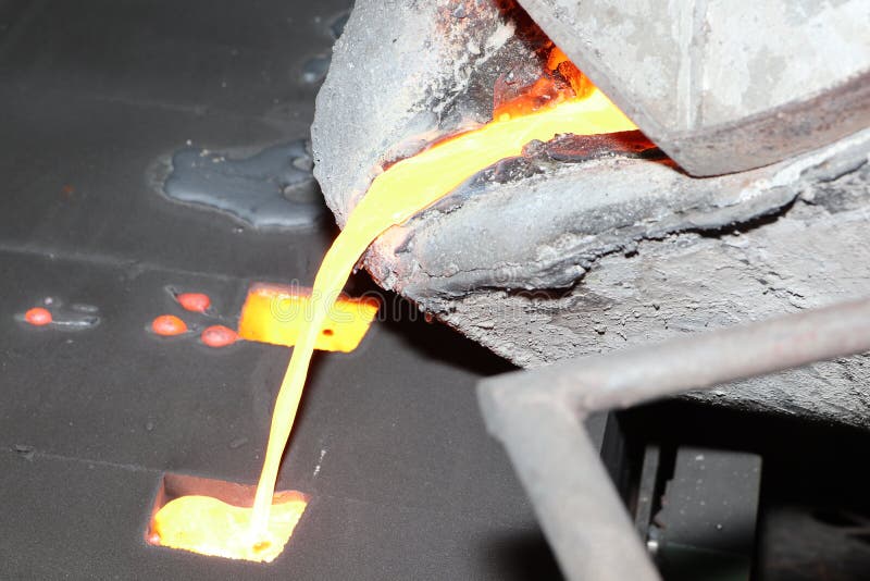 Iron molten metal pouring in sand mold